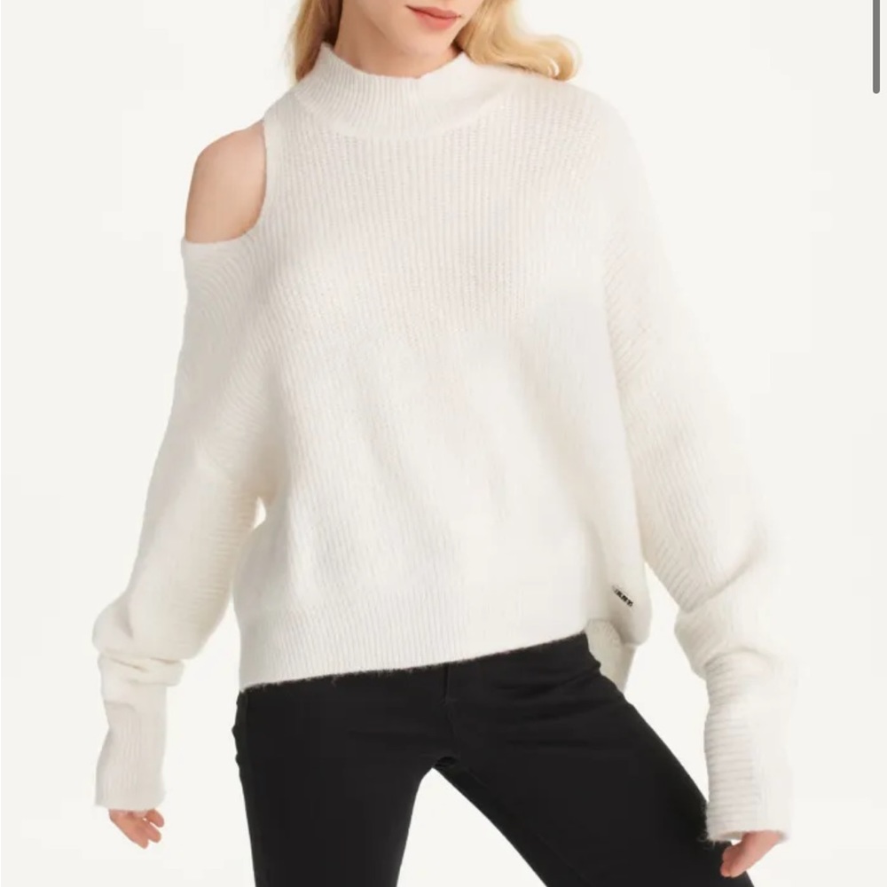DKNY ivory/white cold shoulder sweater size small